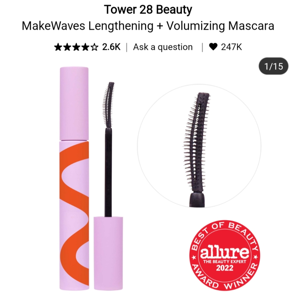 Tower 28 MakeWaves Lengthening + Volumizing Mascara - Black